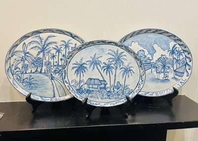 Equatorial Plates, hand-painted ceramic