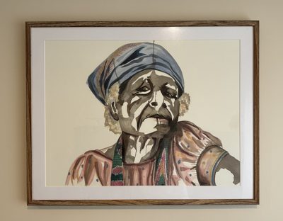 Portrait in a Grey Headwrap, watercolour painting