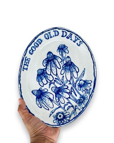 The Good Old Days, hand-painted ceramic