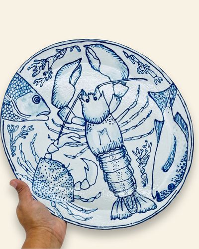 Lobster Platter, hand-painted ceramic