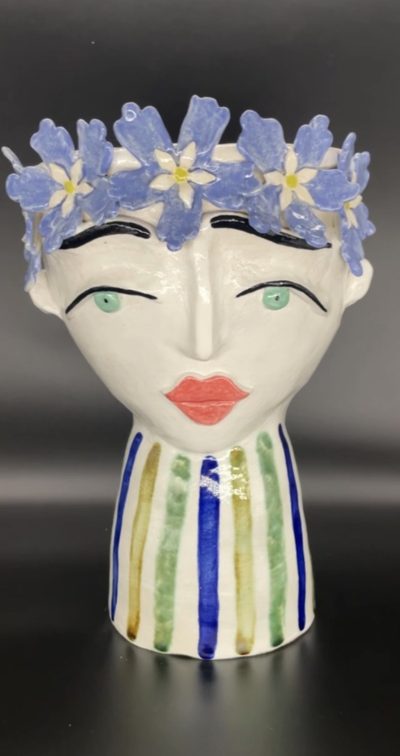 Blue Cornflower Head Vase, handmade ceramic
